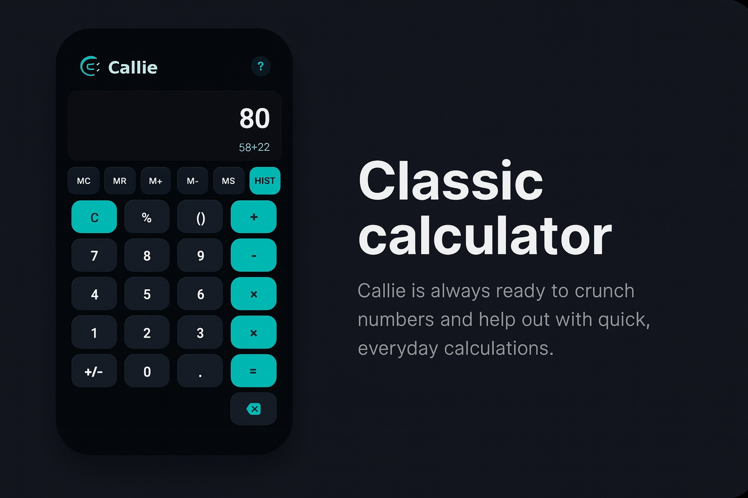Callie classic calculator screen