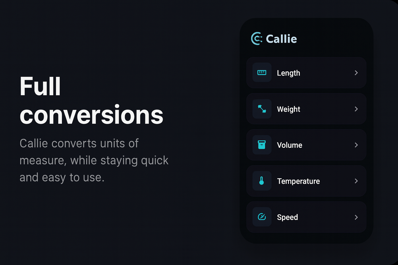 Callie conversion screen
